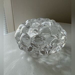 Orrefors Crystal Raspberry Candle Holder Made in Sweden Signed.